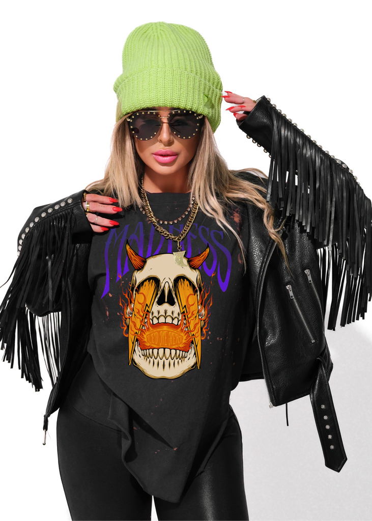 pebby forevee Side Slit Tee MADNESS LED ME HERE BLEACHED OUT SIDE SLIT TEE