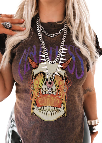 pebby forevee Side Slit Tee MADNESS LED ME HERE DESTRUCTED SIDE SLIT TEE