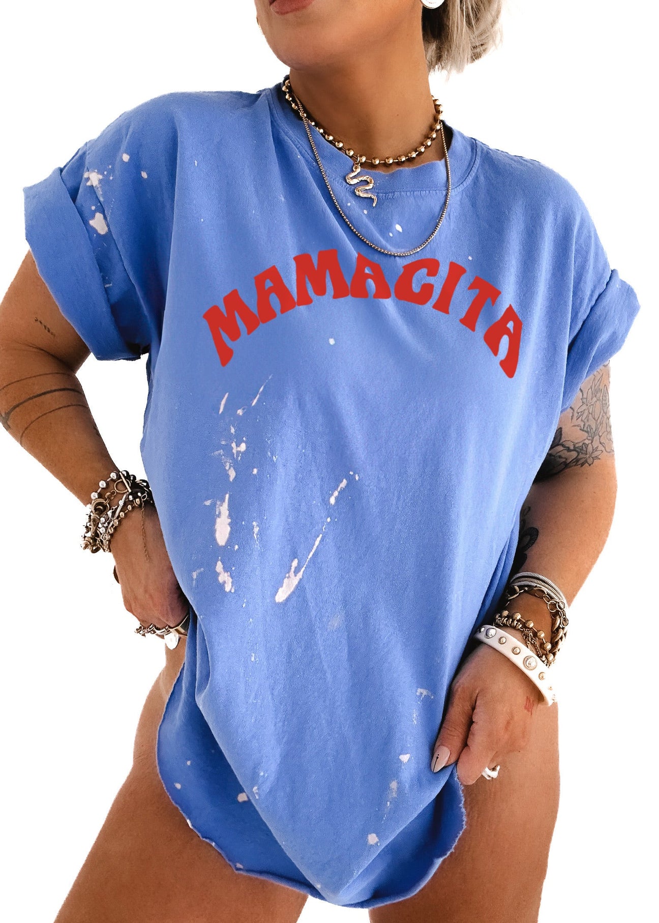 pebby forevee Side Slit Tee MAMACITA BLEACHED OUT SIDE SLIT TEE