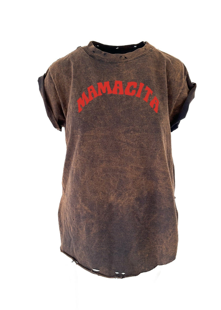 pebby forevee Side Slit Tee MAMACITA DESTRUCTED SIDE SLIT TEE