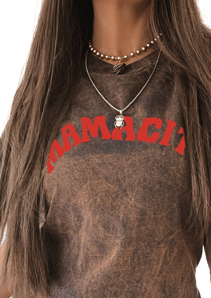 pebby forevee Side Slit Tee MAMACITA DESTRUCTED SIDE SLIT TEE