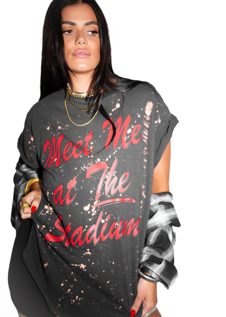 pebby forevee Side Slit Tee MEET ME AT THE STADIUM BLEACHED OUT SIDE SLIT TEE