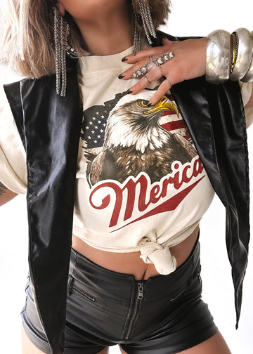 pebby forevee Side Slit Tee 'MERICA BLEACHED OUT SIDE SLIT TEE