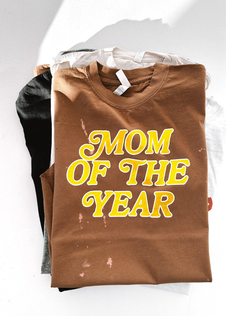 pebby forevee Side Slit Tee MOM OF THE YEAR BLEACHED OUT SIDE SLIT TEE