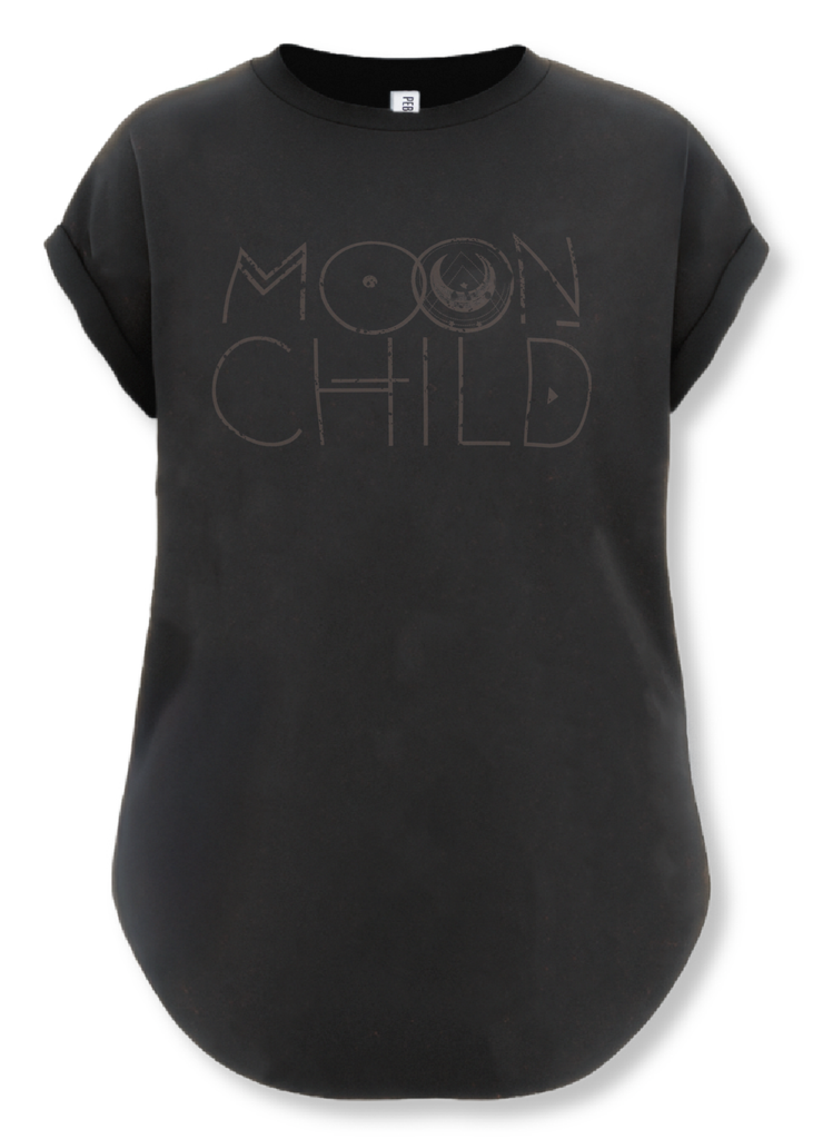 pebby forevee Side Slit Tee MOON CHILD BLACKED OUT SIDE SLIT TEE