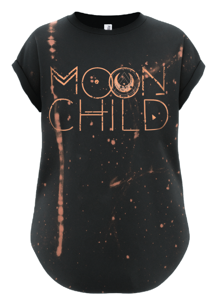 pebby forevee Side Slit Tee MOON CHILD (PEACH) BLEACHED OUT SIDE SLIT TEE