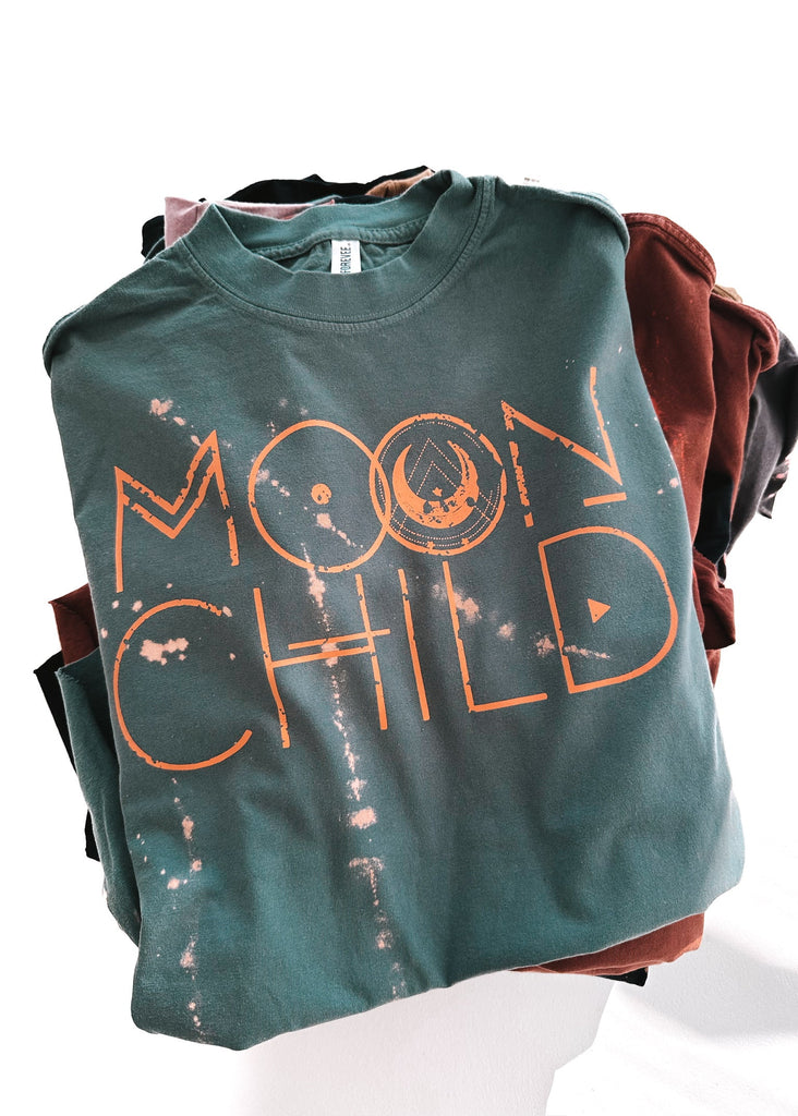 pebby forevee Side Slit Tee MOON CHILD (PEACH) BLEACHED OUT SIDE SLIT TEE