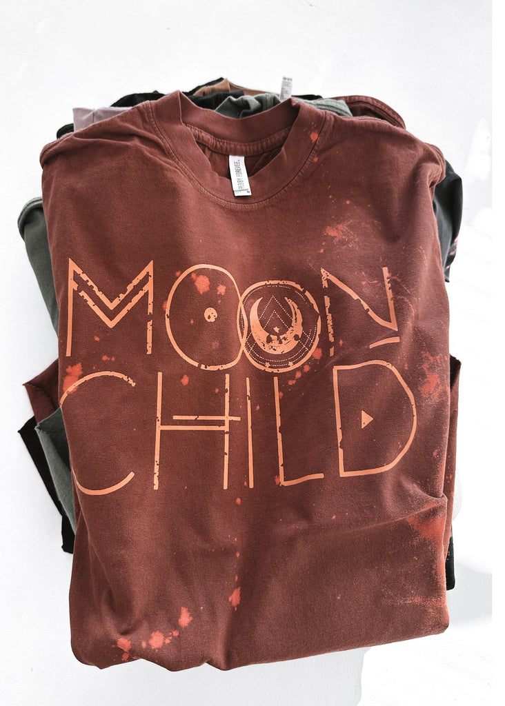pebby forevee Side Slit Tee MOON CHILD (PEACH) BLEACHED OUT SIDE SLIT TEE
