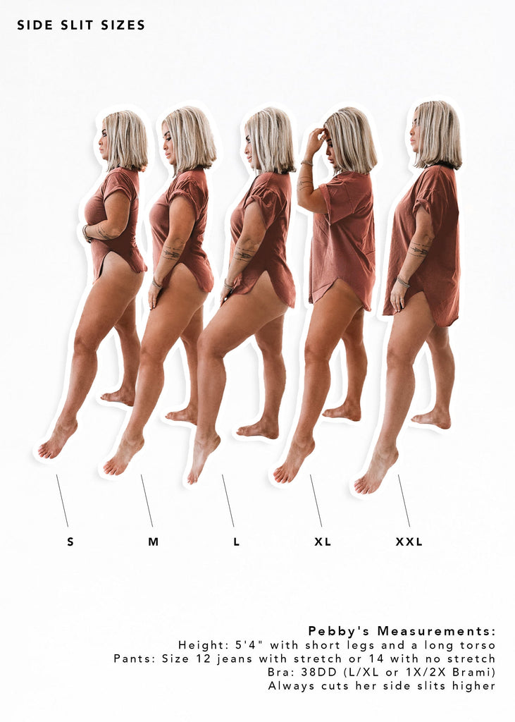 pebby forevee Side Slit Tee MOON CHILD (PEACH) BLEACHED OUT SIDE SLIT TEE