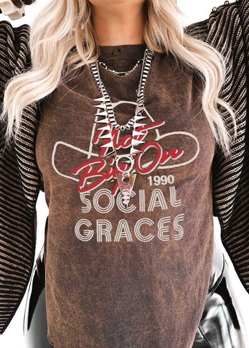 pebby forevee Side Slit Tee NOT BIG ON SOCIAL GRACES DESTRUCTED SIDE SLIT TEE