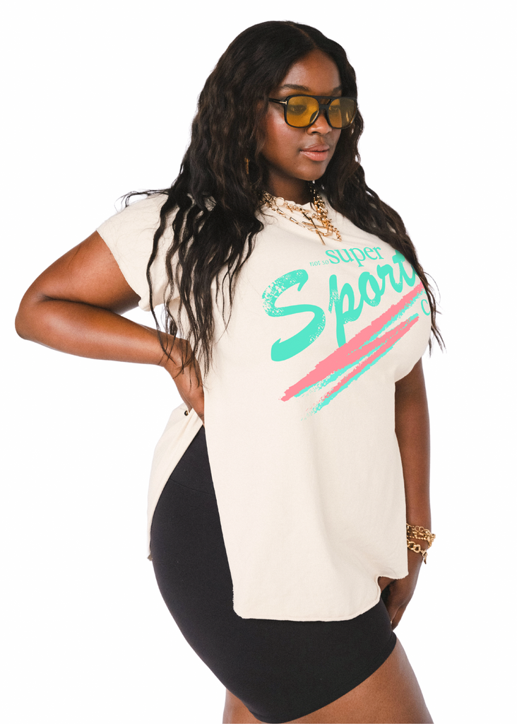 pebby forevee Side Slit Tee NOT SO SUPER SPORTY CLUB SIDE SLIT TEE