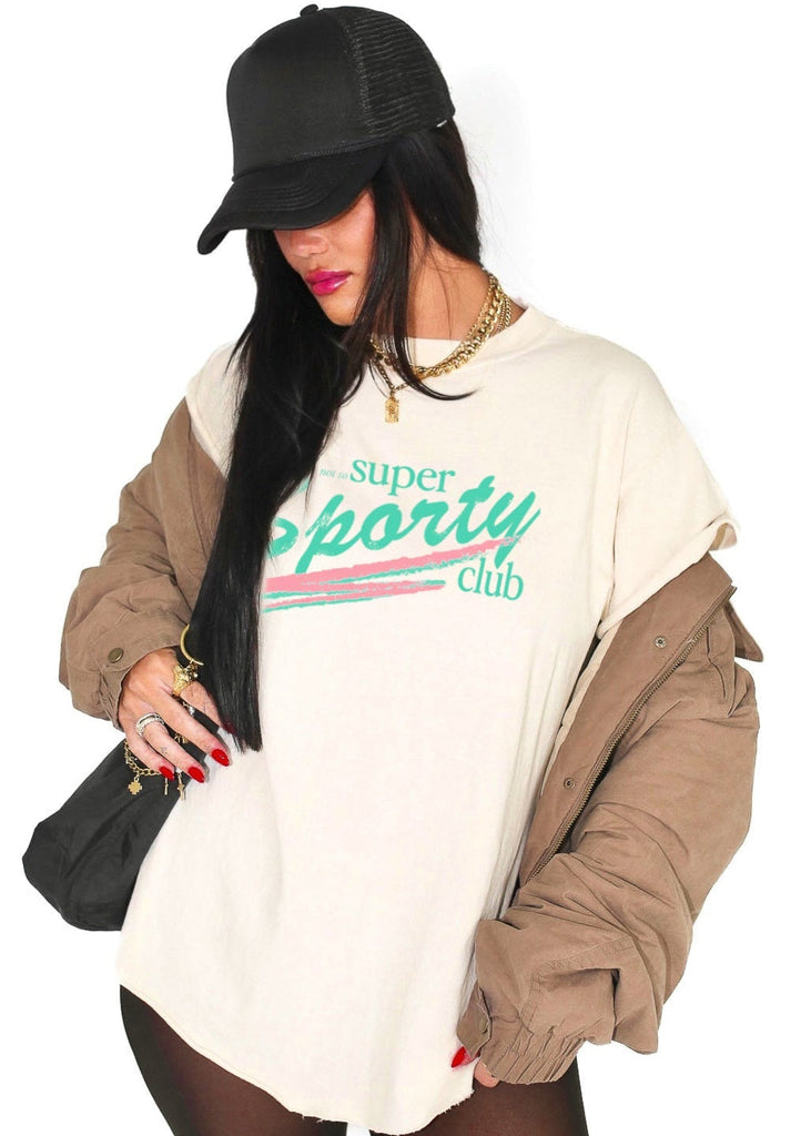 pebby forevee Side Slit Tee NOT SO SUPER SPORTY CLUB SIDE SLIT TEE