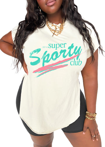 pebby forevee Side Slit Tee NOT SO SUPER SPORTY CLUB SIDE SLIT TEE