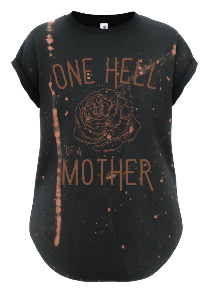 pebby forevee Side Slit Tee ONE HELL OF A MOTHER (ROSE) BLEACHED OUT SIDE SLIT TEE