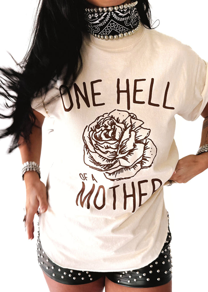 pebby forevee Side Slit Tee ONE HELL OF A MOTHER (ROSE) SIDE SLIT TEE