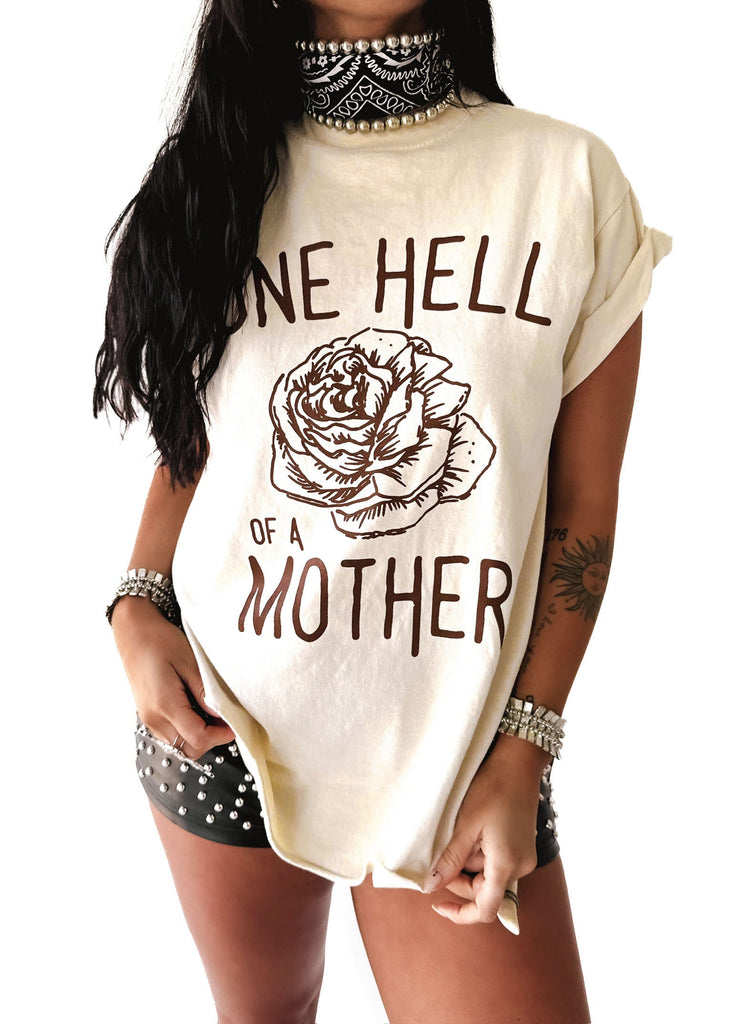 pebby forevee Side Slit Tee ONE HELL OF A MOTHER (ROSE) SIDE SLIT TEE