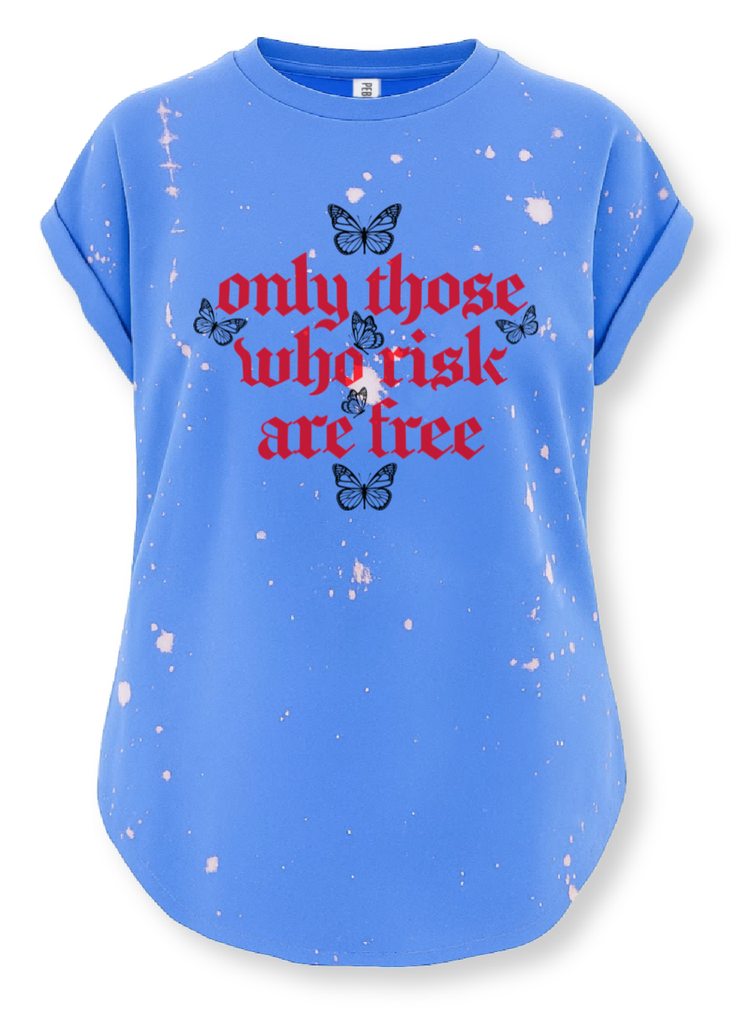 pebby forevee Side Slit Tee ONLY THOSE WHO RISK ARE FREE BLEACHED OUT SIDE SLIT TEE