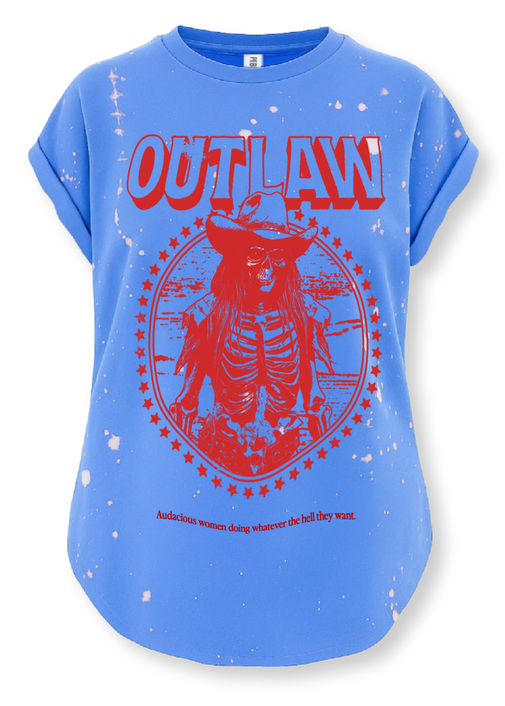 pebby forevee Side Slit Tee OUTLAW WOMEN BLEACHED OUT SIDE SLIT TEE