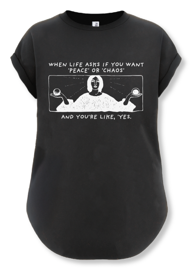 pebby forevee Side Slit Tee PEACE OR CHAOS SIDE SLIT TEE