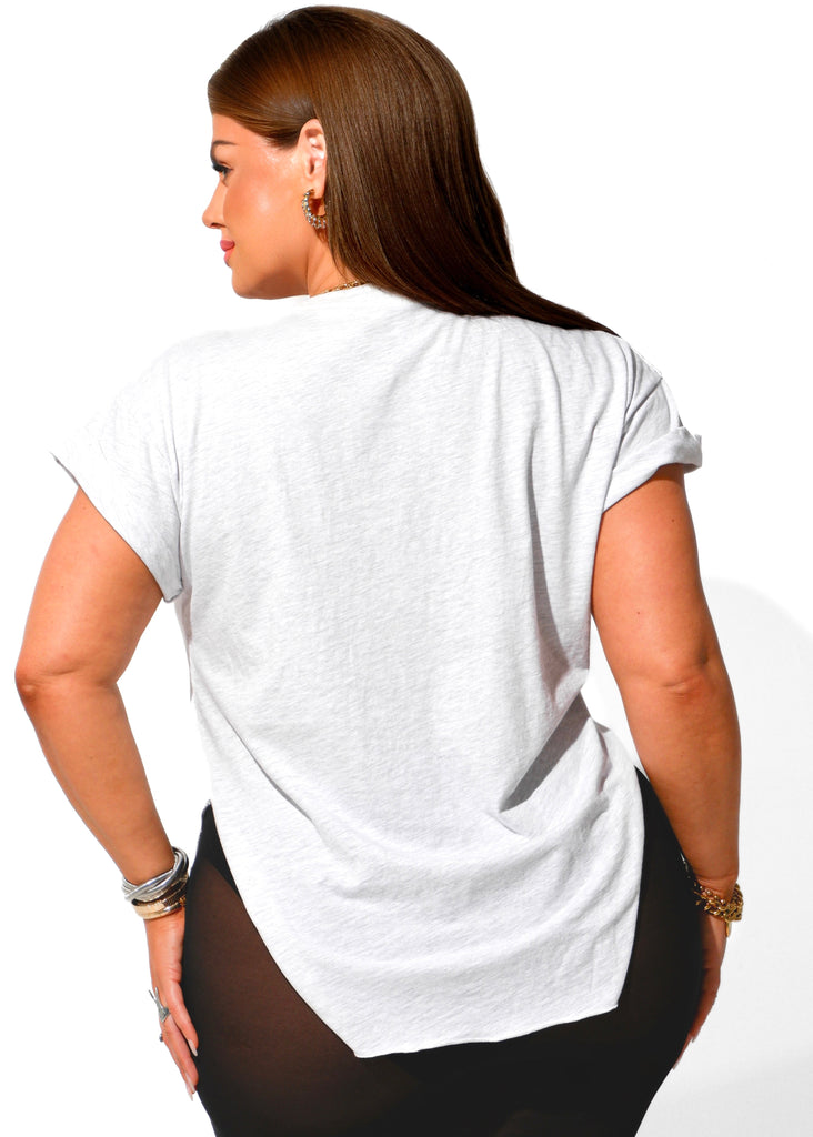 pebby forevee Side Slit Tee PEBBY BASICS ASH GRAY SIDE SLIT TEE