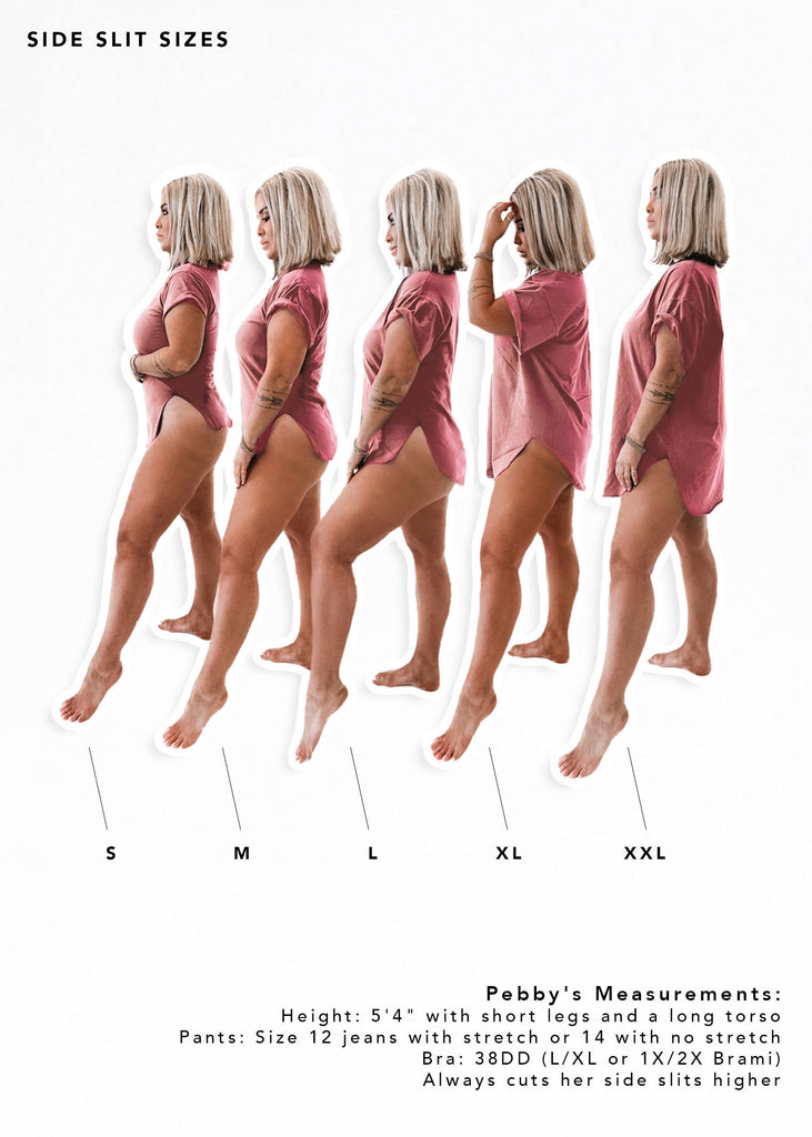 pebby forevee Side Slit Tee PEBBY BASICS BLEACHED OUT BRICK SIDE SLIT TEE