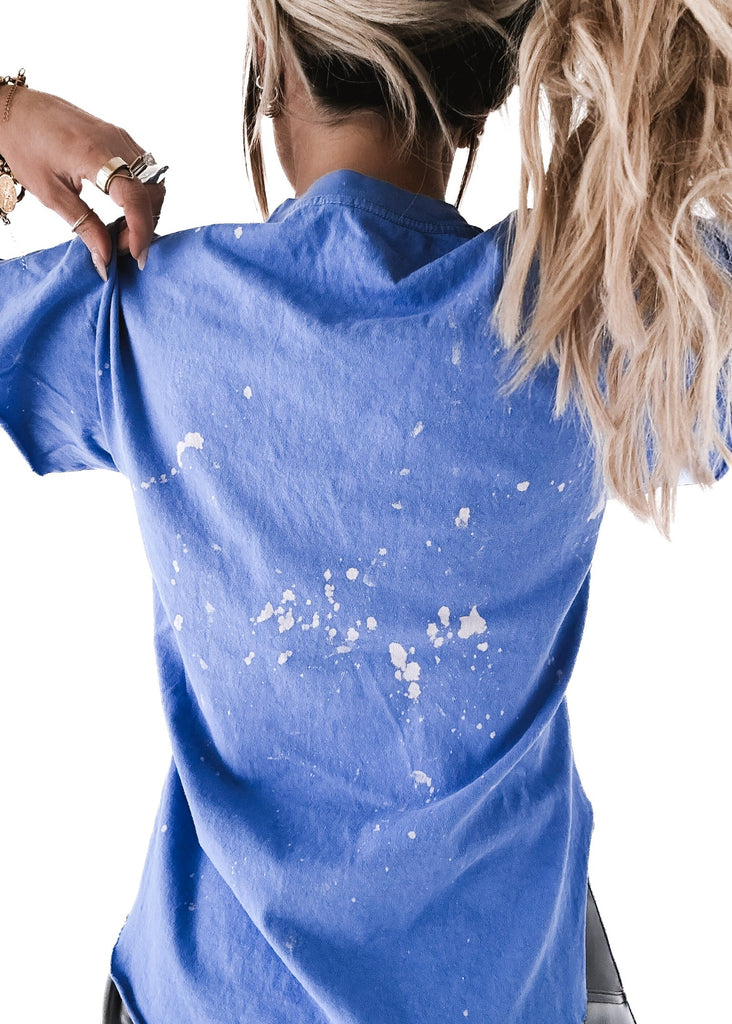 pebby forevee Side Slit Tee PEBBY BASICS BLEACHED OUT COBALT SIDE SLIT TEE(ARCHIVE)