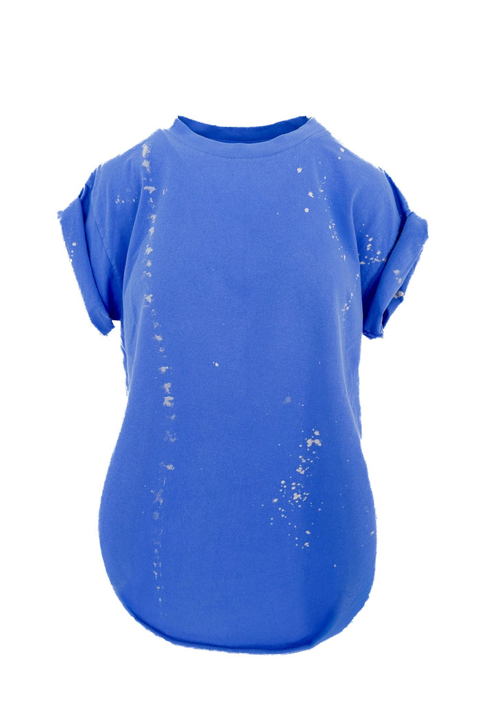 pebby forevee Side Slit Tee PEBBY BASICS BLEACHED OUT COBALT SIDE SLIT TEE(ARCHIVE)