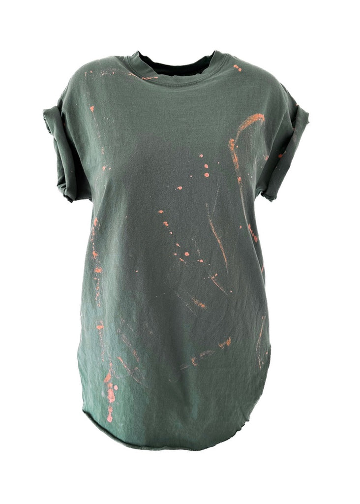 pebby forevee Side Slit Tee PEBBY BASICS BLEACHED OUT TEAL SIDE SLIT TEE