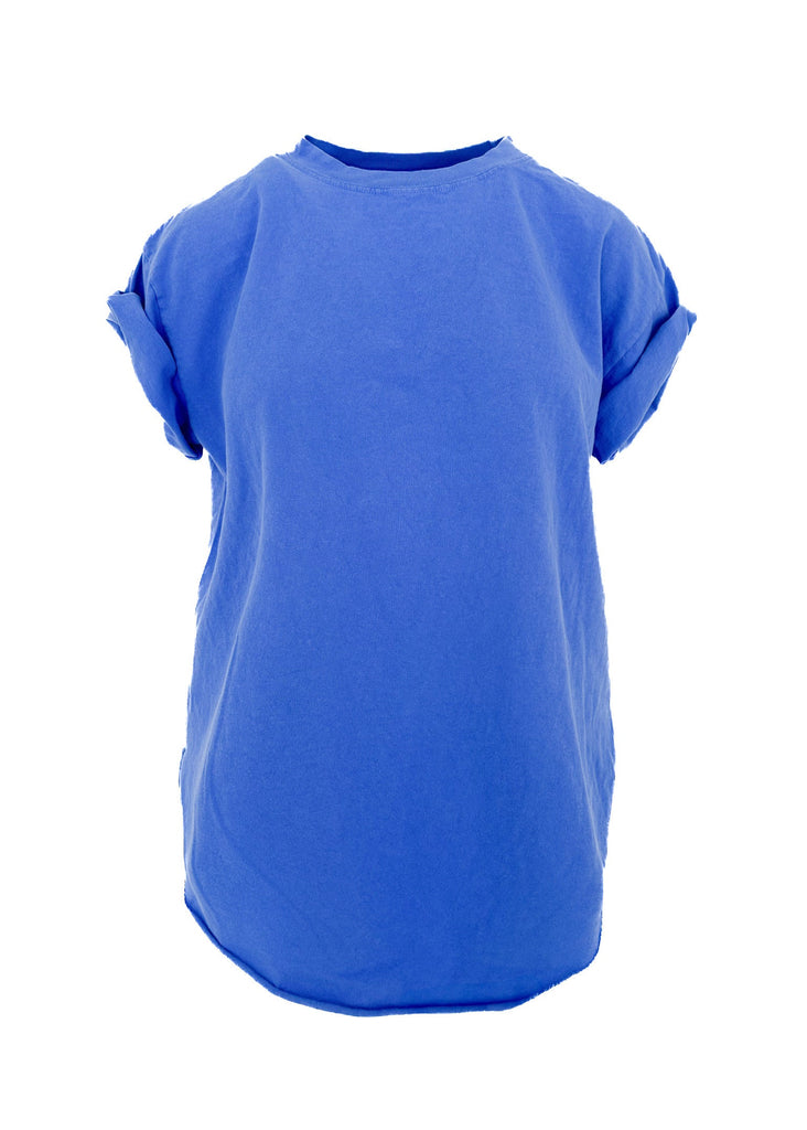 pebby forevee Side Slit Tee PEBBY BASICS COBALT SIDE SLIT TEE