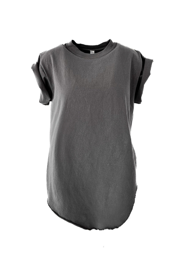 pebby forevee Side Slit Tee PEBBY BASICS STONE SIDE SLIT TEE