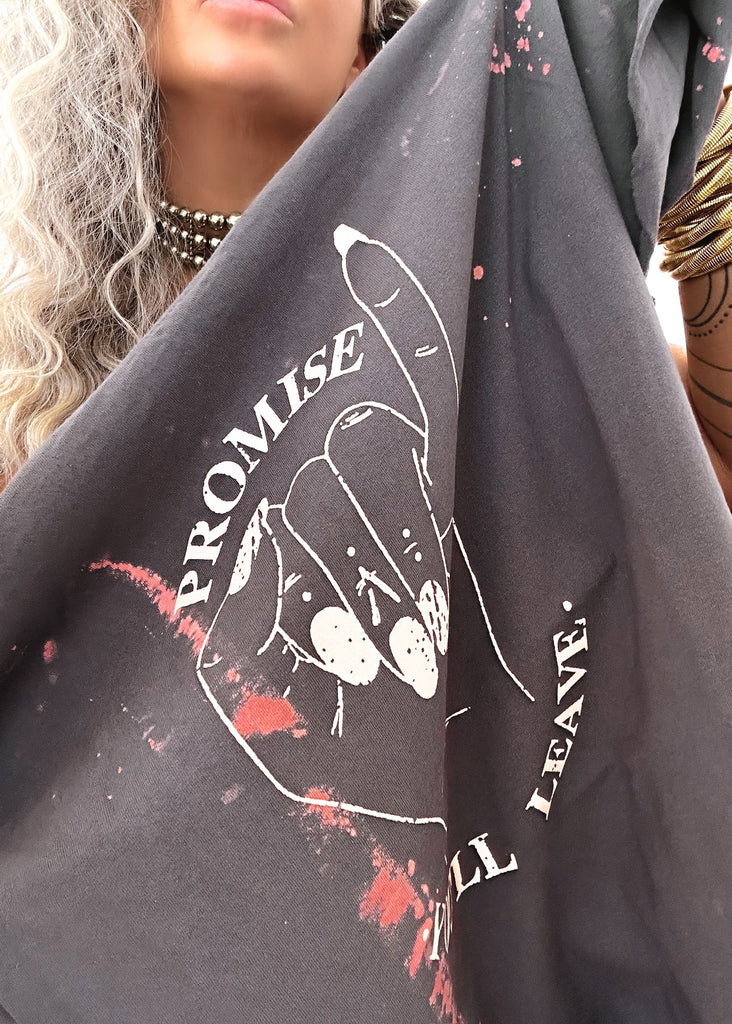 pebby forevee Side Slit Tee PINKY PROMISE YOU'LL LEAVE BLEACHED OUT SIDE SLIT TEE