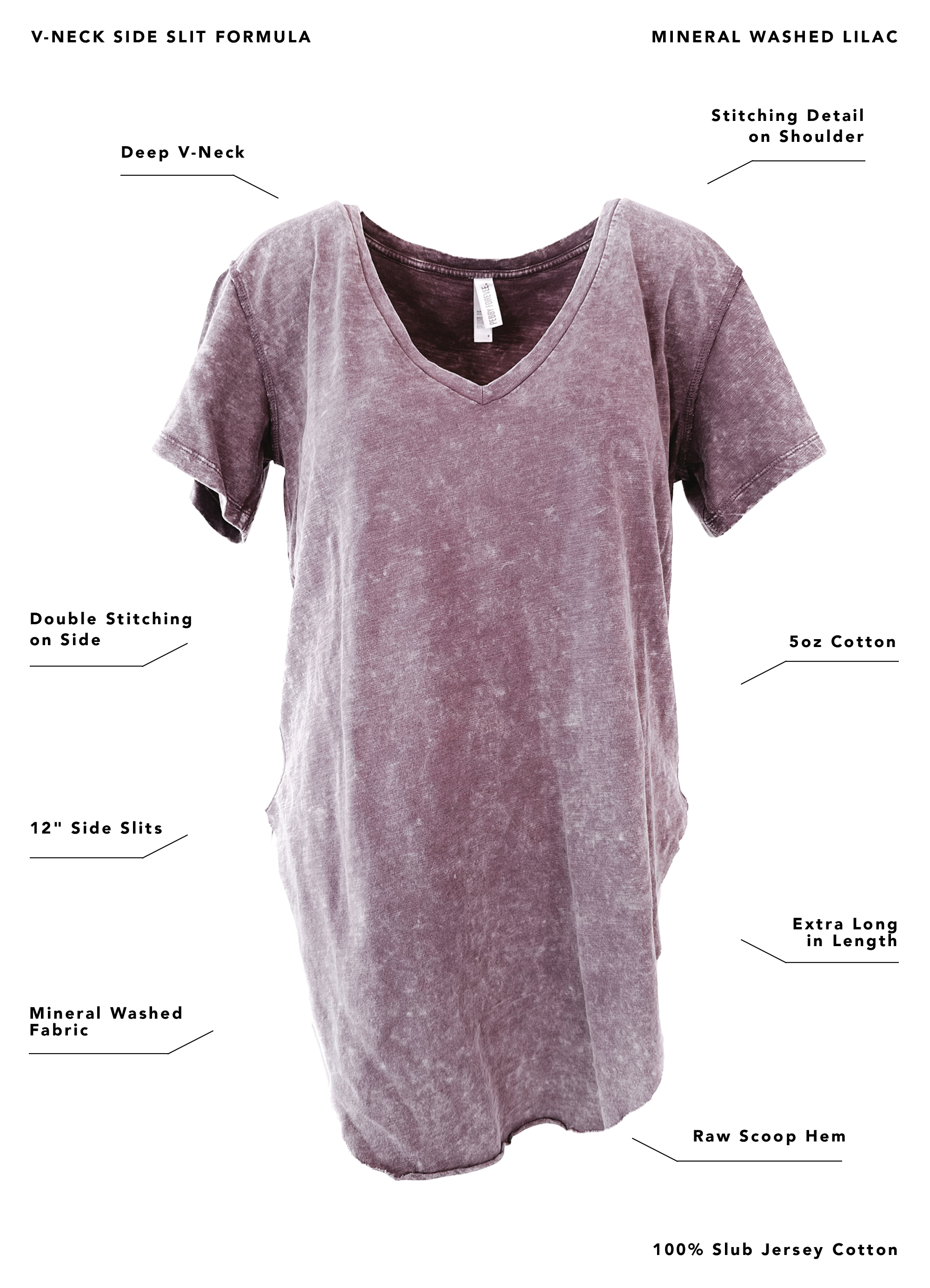 FINAL SALE: PREMIUM PLUNGE V-NECK MINERAL WASHED SIDE SLIT