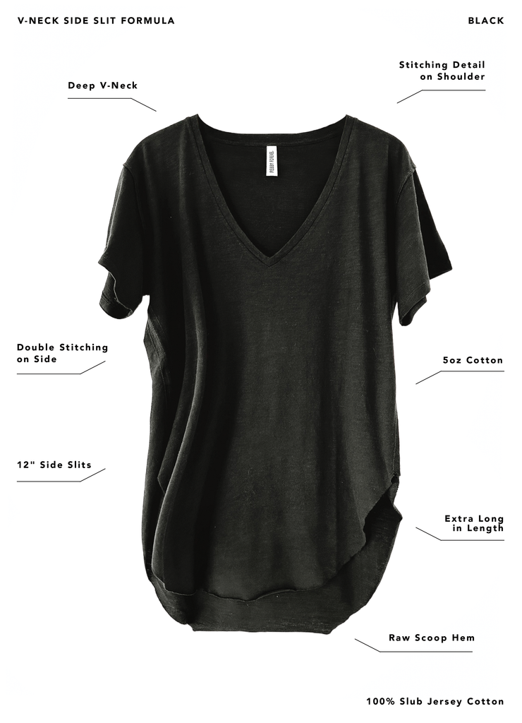 pebby forevee Side Slit Tee PREMIUM PLUNGE V-NECK SIDE SLIT TEE