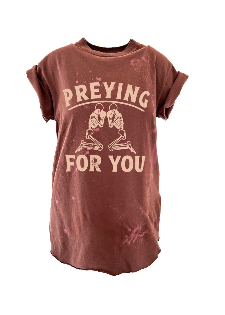 pebby forevee Side Slit Tee PREYING FOR YOU BLEACHED OUT SIDE SLIT TEE