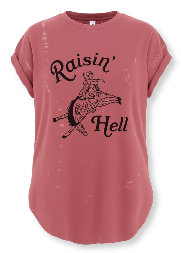 pebby forevee Side Slit Tee RAISIN' HELL BLEACHED OUT SIDE SLIT TEE