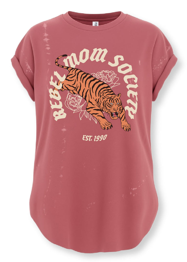 pebby forevee Side Slit Tee REBEL MOM SOCIETY BLEACHED OUT SIDE SLIT TEE