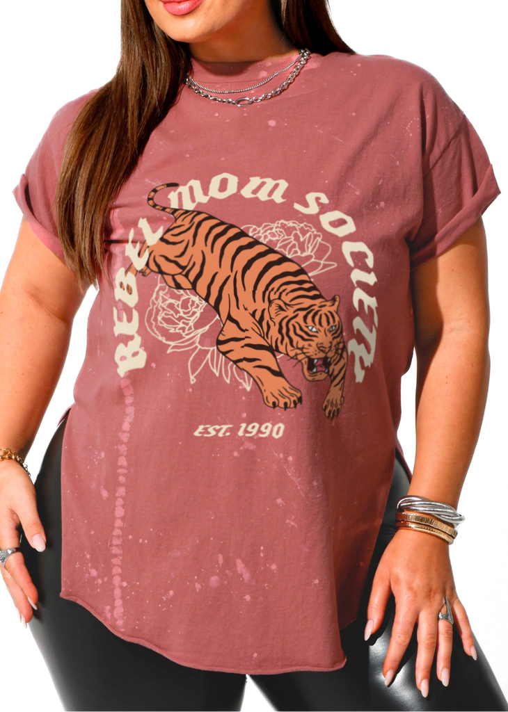 pebby forevee Side Slit Tee REBEL MOM SOCIETY BLEACHED OUT SIDE SLIT TEE