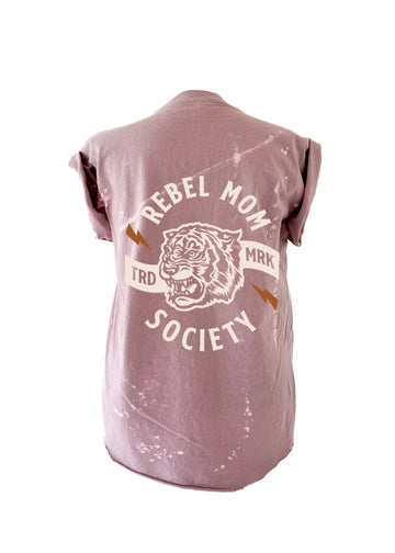 pebby forevee Side Slit Tee REBEL MOM SOCIETY BLEACHED OUT SIDE SLIT TEE