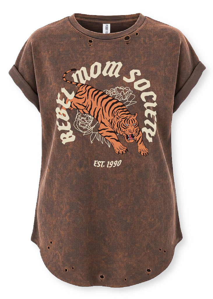 pebby forevee Side Slit Tee REBEL MOM SOCIETY DESTRUCTED SIDE SLIT TEE