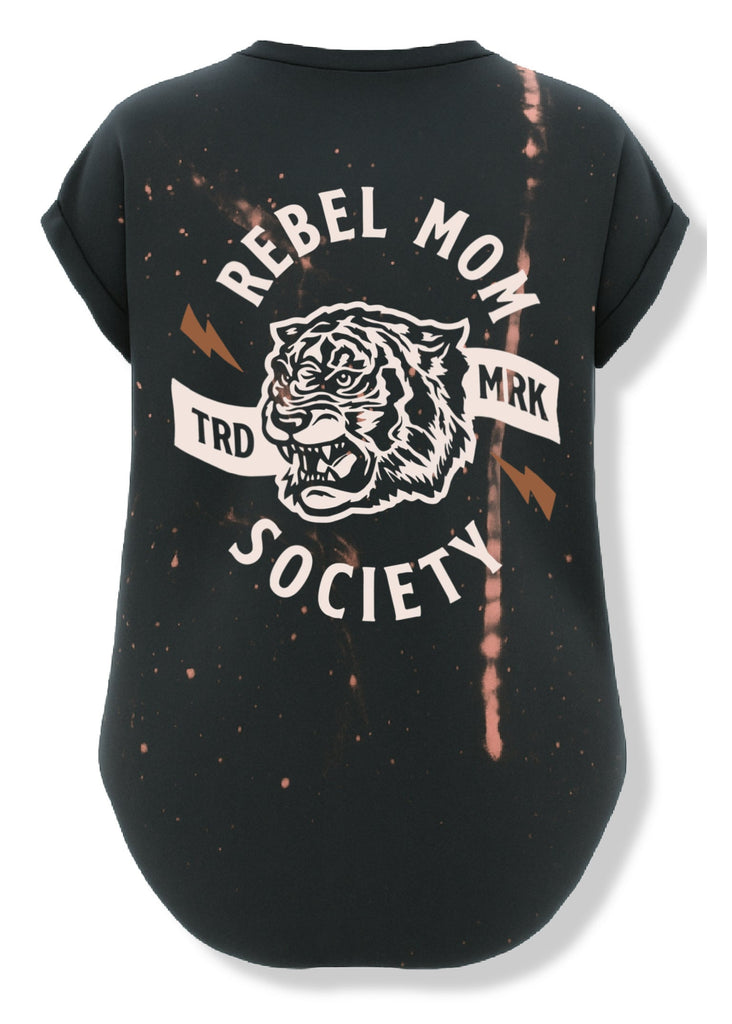 pebby forevee Side Slit Tee REBEL MOM SOCIETY (FRONT AND BACK) BLEACHED OUT SIDE SLIT TEE