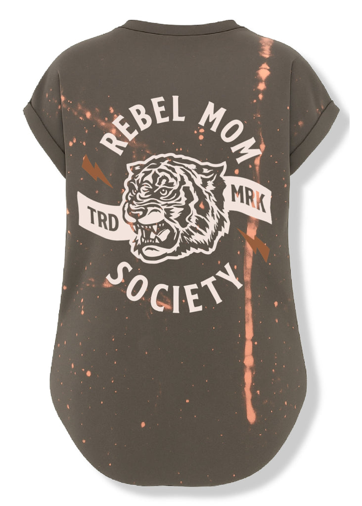 pebby forevee Side Slit Tee REBEL MOM SOCIETY (FRONT AND BACK) BLEACHED OUT SIDE SLIT TEE