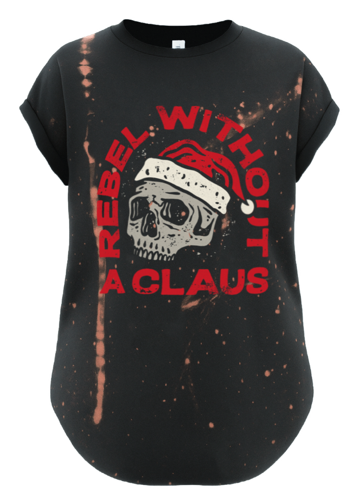 pebby forevee Side Slit Tee REBEL WITHOUT A CLAUS BLEACHED OUT SIDE SLIT TEE