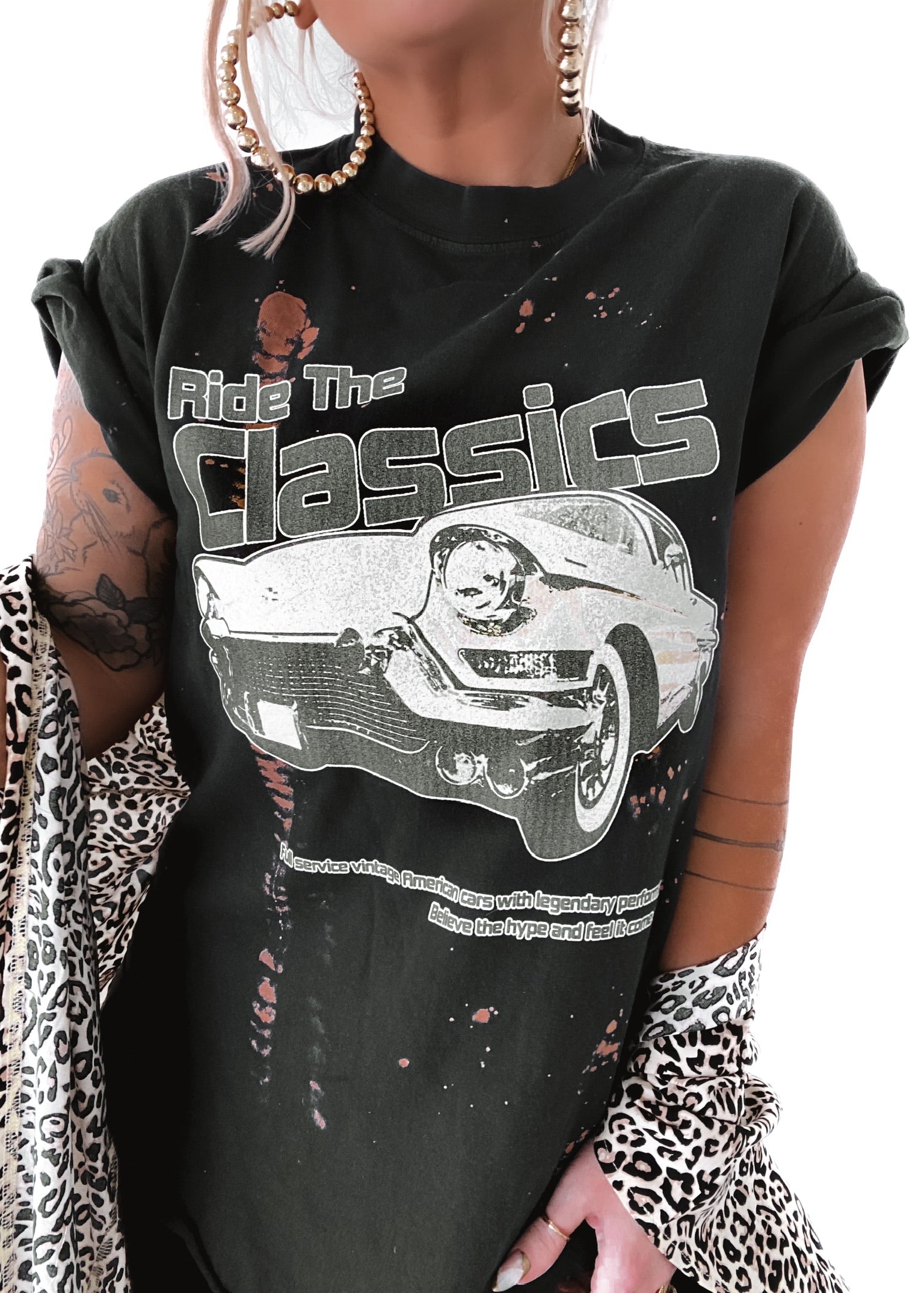 RIDE THE CLASSICS BLEACHED OUT SIDE SLIT TEE – Pebby Forevee