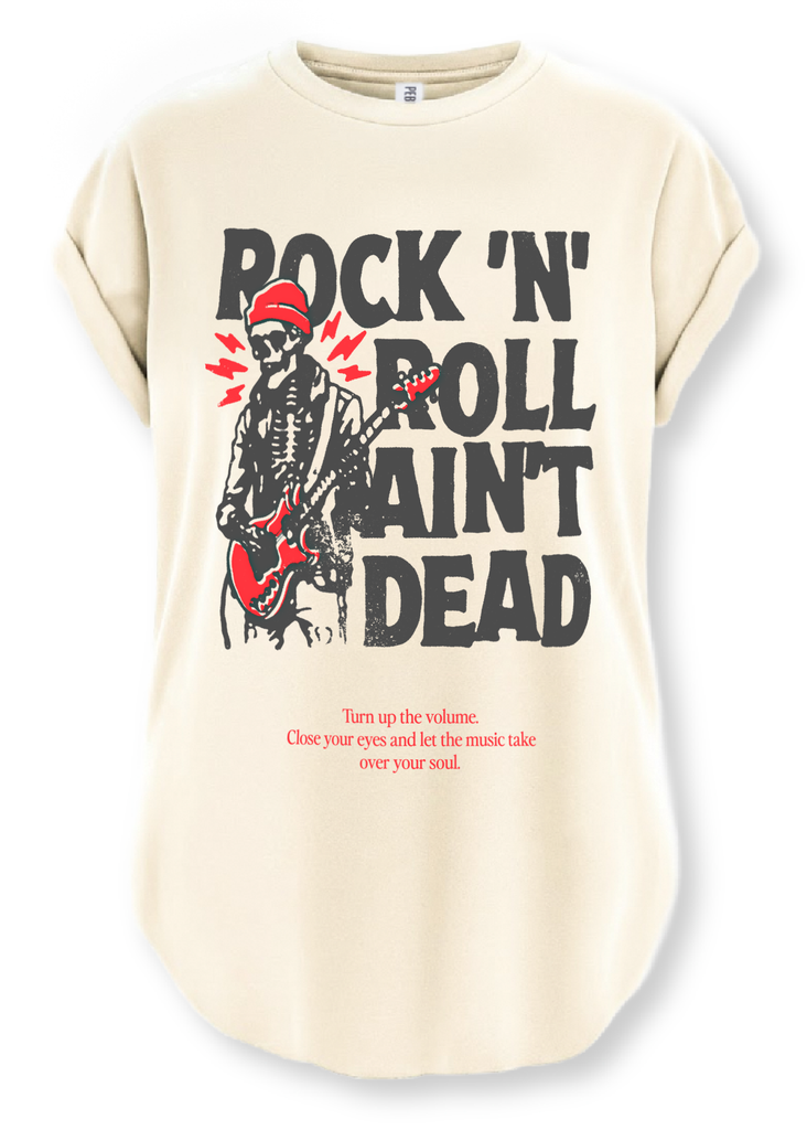 pebby forevee Side Slit Tee ROCK N' ROLL AIN'T DEAD SIDE SLIT TEE