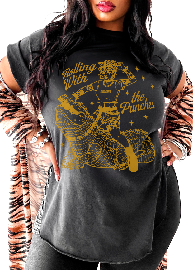 pebby forevee Side Slit Tee ROLLING WITH THE PUNCHES BLEACHED OUT SIDE SLIT TEE