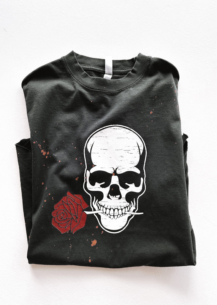 pebby forevee Side Slit Tee ROSE OF DEATH BLEACHED OUT SIDE SLIT TEE