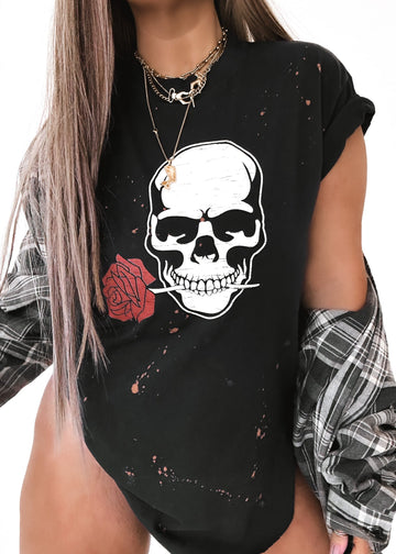 pebby forevee Side Slit Tee ROSE OF DEATH BLEACHED OUT SIDE SLIT TEE