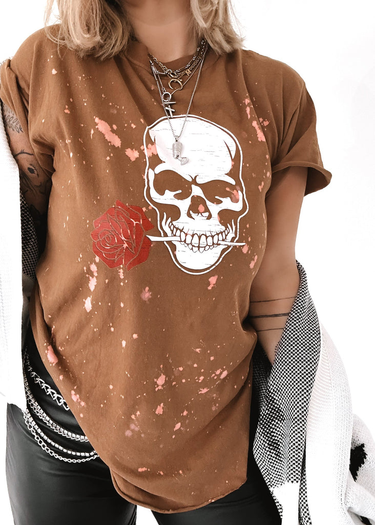 pebby forevee Side Slit Tee ROSE OF DEATH BLEACHED OUT SIDE SLIT TEE