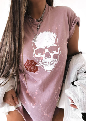 pebby forevee Side Slit Tee ROSE OF DEATH BLEACHED OUT SIDE SLIT TEE