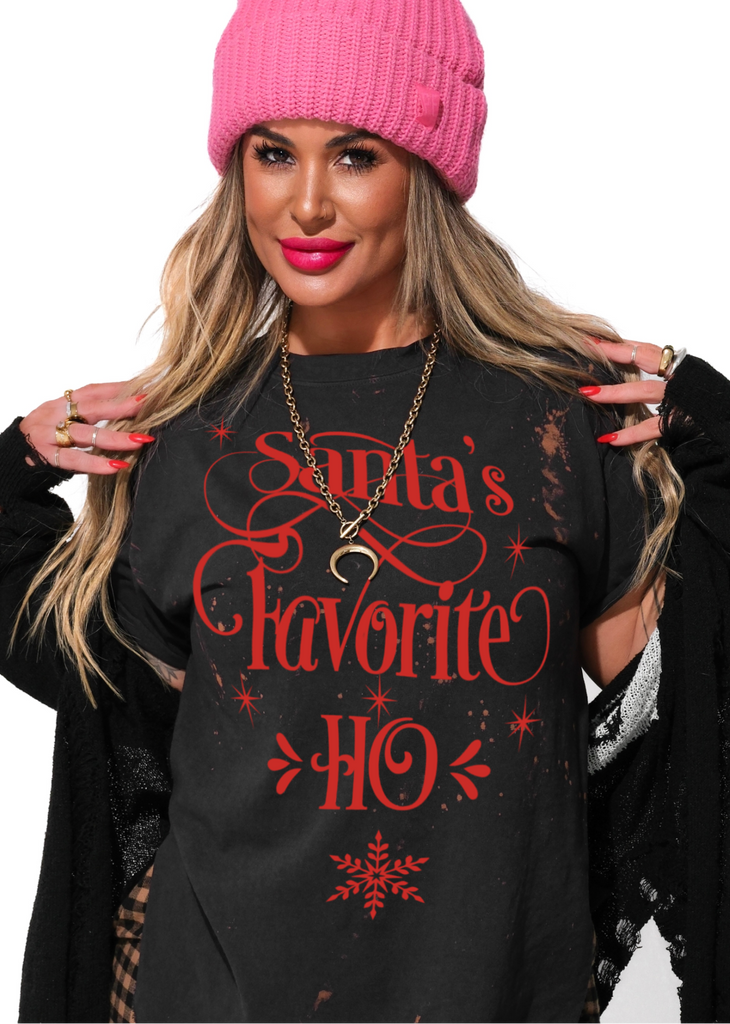 pebby forevee Side Slit Tee SANTA'S FAVORITE HO BLEACHED OUT SIDE SLIT TEE
